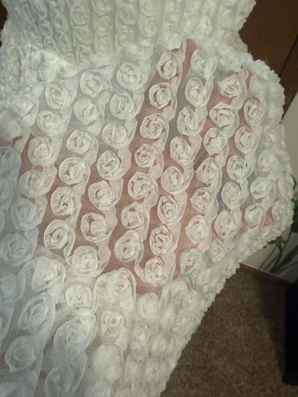 All in Favor White Rosette Spaghetti Strap Mini Dress Bridal shower (med) - Picture 10 of 16